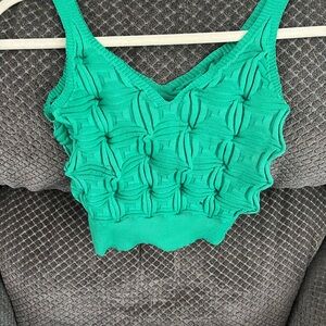 SHEIN Vibrant Green Textured Tank Top